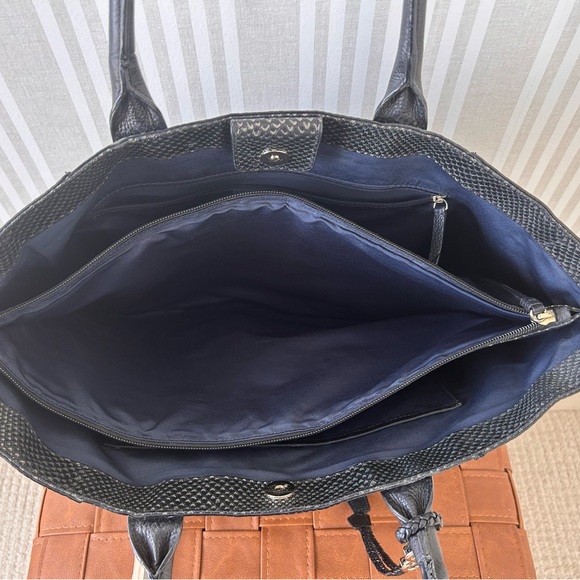 Cole Haan Mila Leather Black with Pewter Tote Bag. Work Office Laptop Bag - Picture 8 of 10